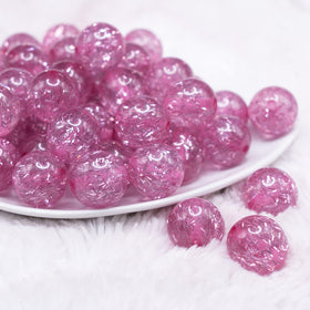 20mm Pink Glitter Tinsel Bubblegum Beads