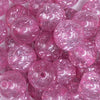 close up view of a pile of 20mm Pink Glitter Tinsel Bubblegum Beads