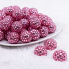 front view of a  pile of 20mm Pink Rhinestone Bubblegum Beads