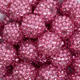 20mm Pink Rhinestone Bubblegum Beads