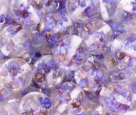 20mm Purple Flaked Flower Bubblegum Bead