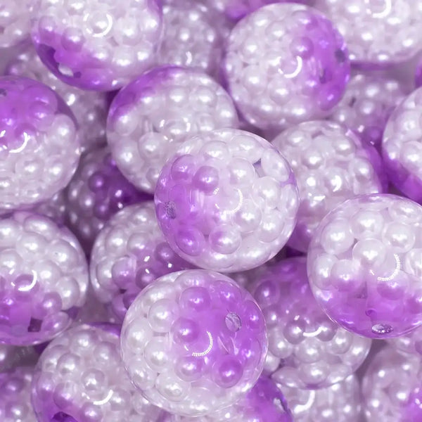 close up view of a pile of 20mm Purple Captured Pearls Bubblegum Bead