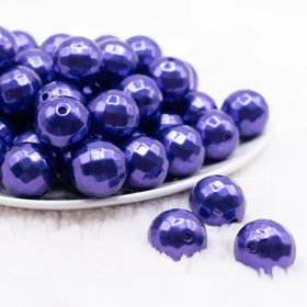 20mm Purple Disco Faceted Pearl Bubblegum Beads