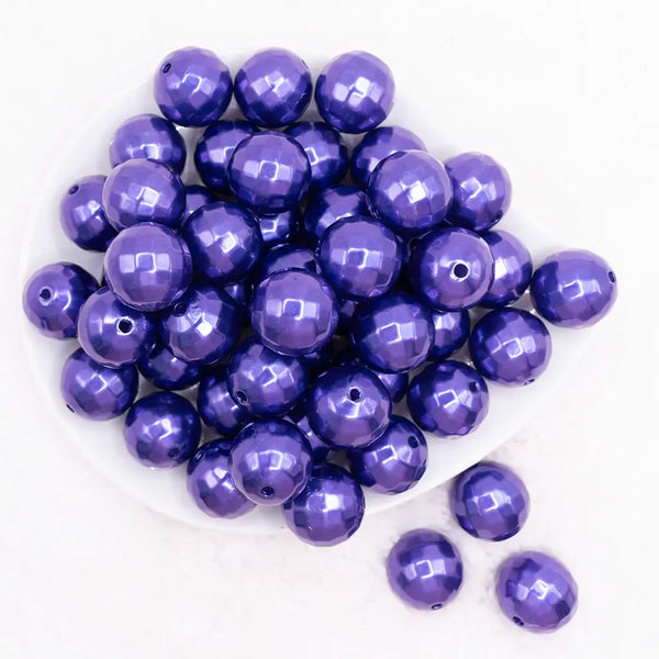 20mm Purple Disco Faceted Pearl Bubblegum Beads