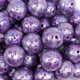 20mm Purple Lace AB Bubblegum Beads