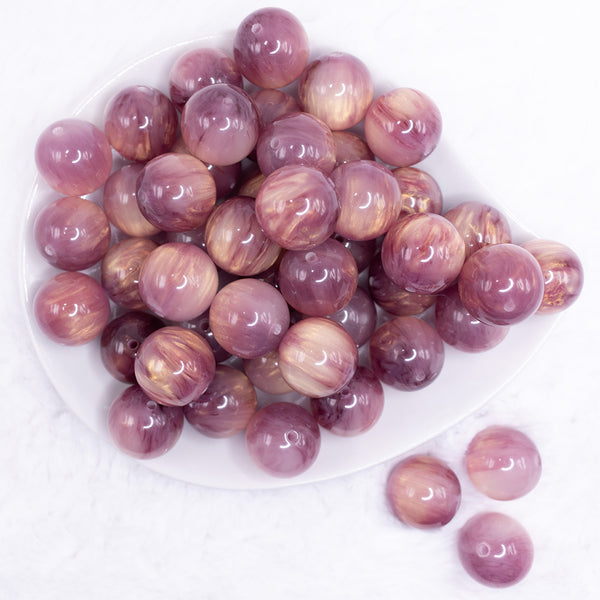 top view of a pile of 20mm Purple Luster Bubblegum Beads