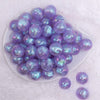 top view of a pile of 20mm Purple Opalescence Bubblegum Bead
