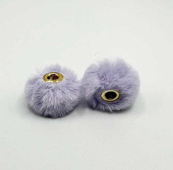 front view of blue 20mm Furry Plush Spacer Beads