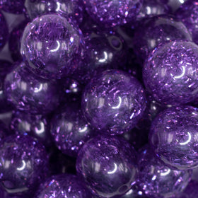 20mm Purple Glitter Tinsel Bubblegum Beads