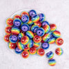 20mm Rainbow Stripes AB Bubblegum Beads