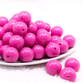 20mm Raspberry Pink Solid Bubblegum Beads
