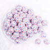 top view of a pile of 20mm Red, Blue Sprinkle AB Acrylic Bubblegum Beads