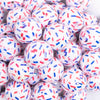 close up view of a pile of 20mm Red, Blue Sprinkle AB Acrylic Bubblegum Beads