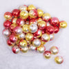 top view of a pile of 20mm Red & Yellow Ombre Shimmer Faux Pearl Bubblegum Beads