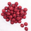 top view of a pile of 20mm Red Sequin Confetti Bubblegum Beads