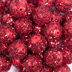 20mm Red Sequin Confetti Bubblegum Beads