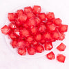 top view of a pile of 20mm Red Transparent Cube with Middle Bubblegum Beads