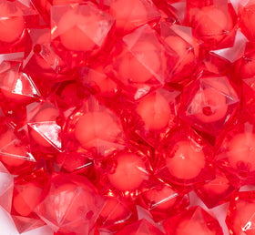 20mm Red Transparent Cube with Middle Bubblegum Beads