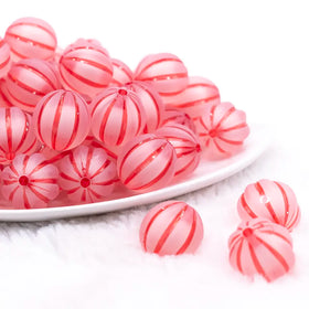 20mm Red Frosted Pumpkin Shaped Bubblegum Bead