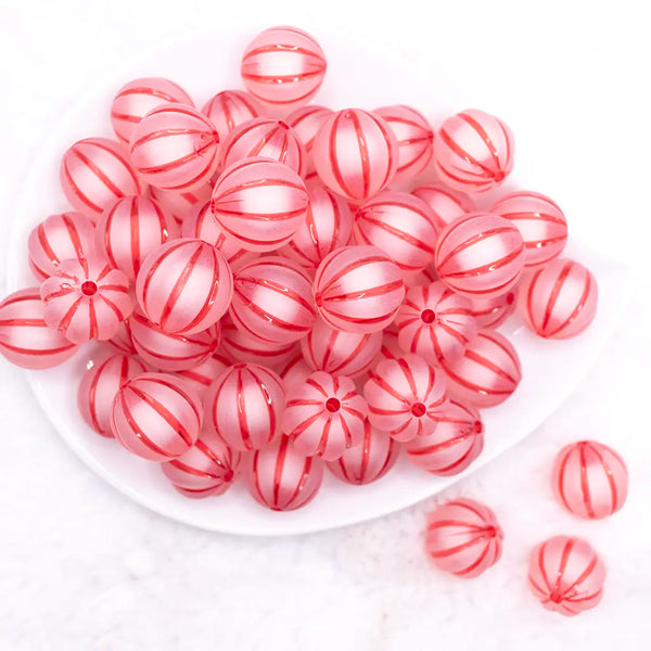 top view of a pile of 20mm Red Frosted Pumpkin Shaped Bubblegum Bead