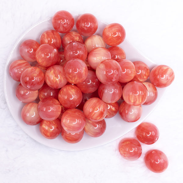 top view of a pile of 20mm Red Luster Bubblegum Beads