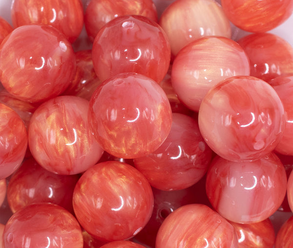 close up view of a pile of 20mm Red Luster Bubblegum Beads