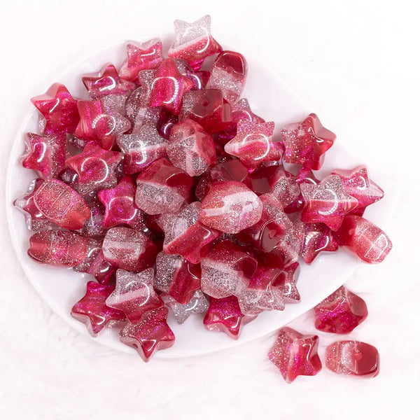 top view of 20mm Red Wine Opal Star Shaped Acrylic Beads