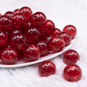 20mm Red Glitter Tinsel Bubblegum Beads