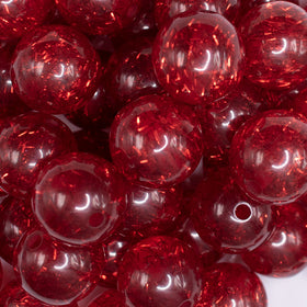 20mm Red Glitter Tinsel Bubblegum Beads