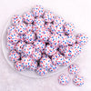 top view of a pile of 20mm Red and Blue Sprinkles Bubblegum Bead