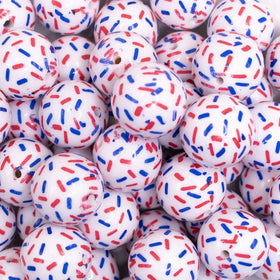 20mm Red and Blue Sprinkles Bubblegum Bead
