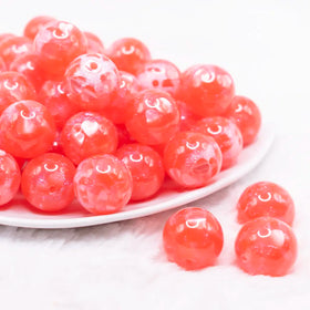 20mm Red Heart Glitter Shimmer Bubblegum Bead
