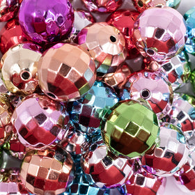 20mm Reflective Disco Acrylic Bubblegum Bead Mix - 50 Count