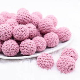 20mm Rose Pink Crochet wooden bead