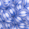 close up view of a pile of 20mm Royal Blue Frosted Pumpkin Shaped Bubblegum Bead