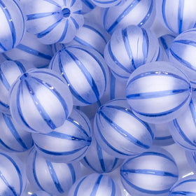 20mm Royal Blue Frosted Pumpkin Shaped Bubblegum Bead