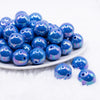 front view of a pile of 20mm Royal Blue Solid AB Bubblegum Beads