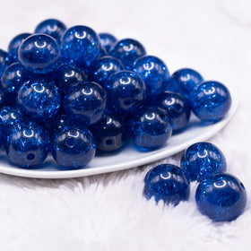 20mm Royal Blue Glitter Tinsel Bubblegum Beads
