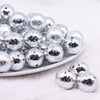 front view of a pile of 20mm Silver Crinkle Foil Bubblegum Beads