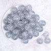 top view of a pile of 20mm Silver Glitter Tinsel Bubblegum Beads