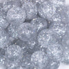 close up view of a pile of 20mm Silver Glitter Tinsel Bubblegum Beads