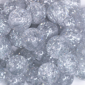 20mm Silver Glitter Tinsel Bubblegum Beads