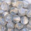 close up view of a pile of 20mm Slate Blue Illusion Glitter Bubblegum Bead