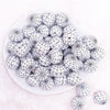 top view of a pile of 20mm White & Black Spider Web Print Bubblegum Beads
