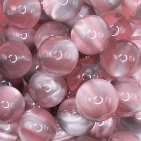 20mm Tea Rose Illusion Glitter Bubblegum Bead