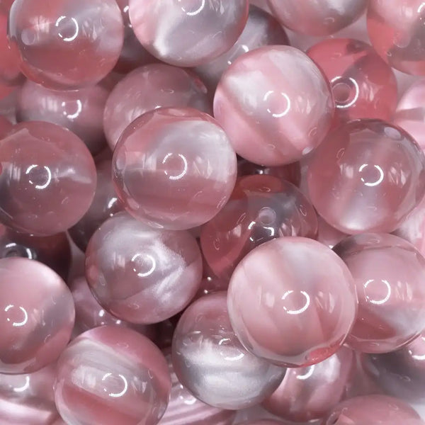 close up view of a pile of 20mm Purple Illusion Glitter Bubblegum Bead