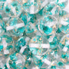 top view of a pile of 20mm Teal Blue Flaked Flower Bubblegum Bead