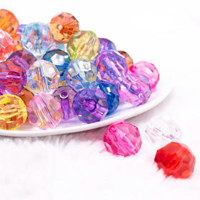 20mm Mixed Transparent Faceted Bubblegum Bead Mix