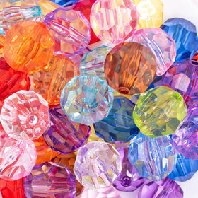20mm Mixed Transparent Faceted Bubblegum Bead Mix