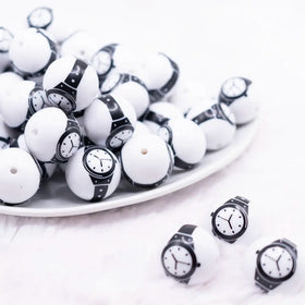 20mm Watch Print Acrylic Bubblegum Beads